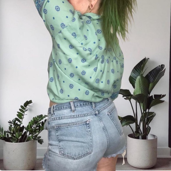 Liz & Co Vintage 90's Paisley Oversized Button Up Mint Green Small - Picture 3 of 9